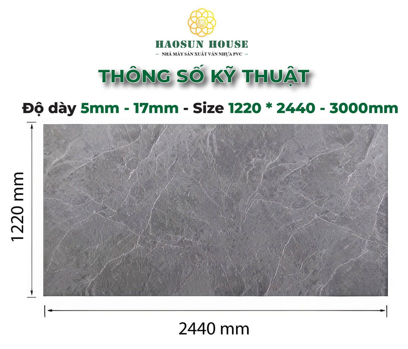 Thông số tấm ốp pvc vân đá