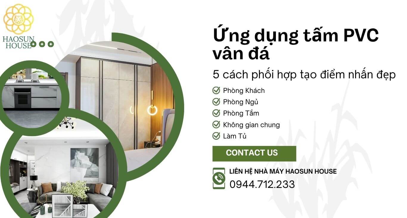 Ứng dụng tấm pvc vân đá nhà máy haosun house
