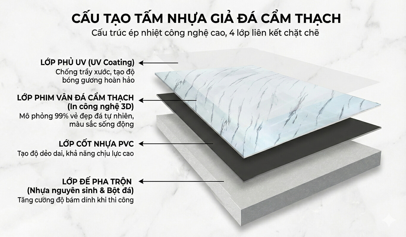 cấu tạo mua tấm nhựa pvc vân đá trang trí