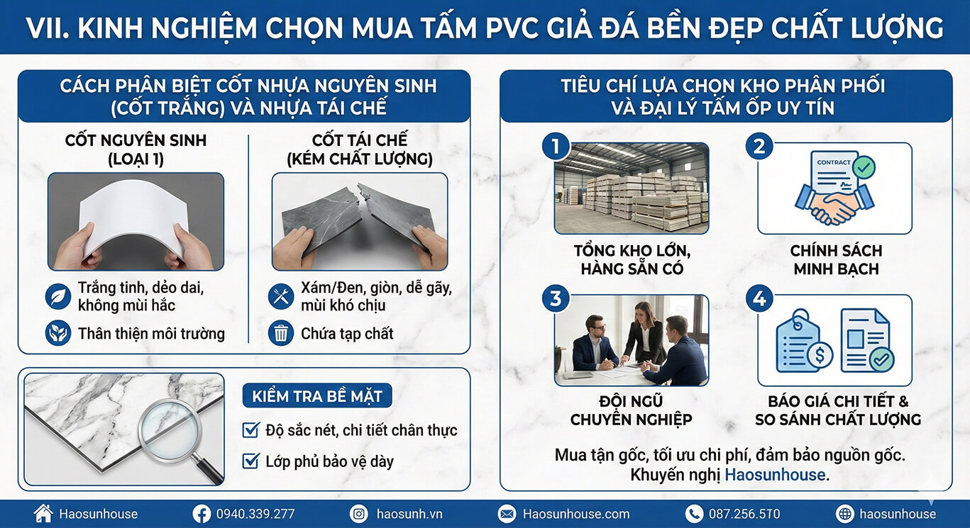 kinh nghiệp lựa chọn tấm pvc vân đá bền đẹp