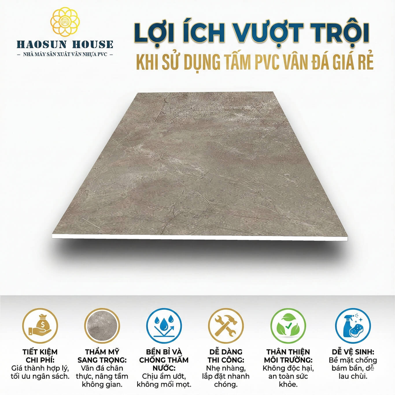 lợi ích Mua tấm pvc vân đá giá rẻ haosun house