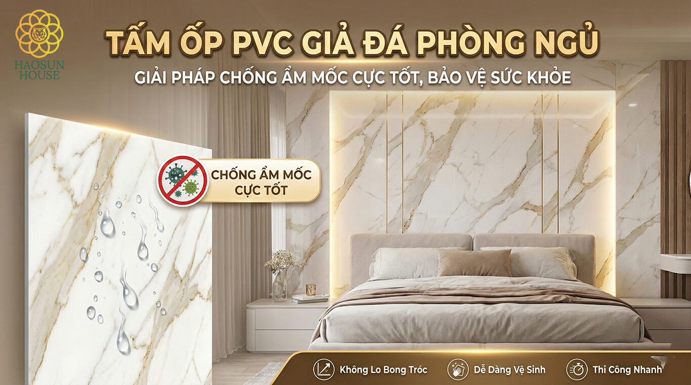 mua tấm ốp pvc giả đá phòng ngủ haosun house