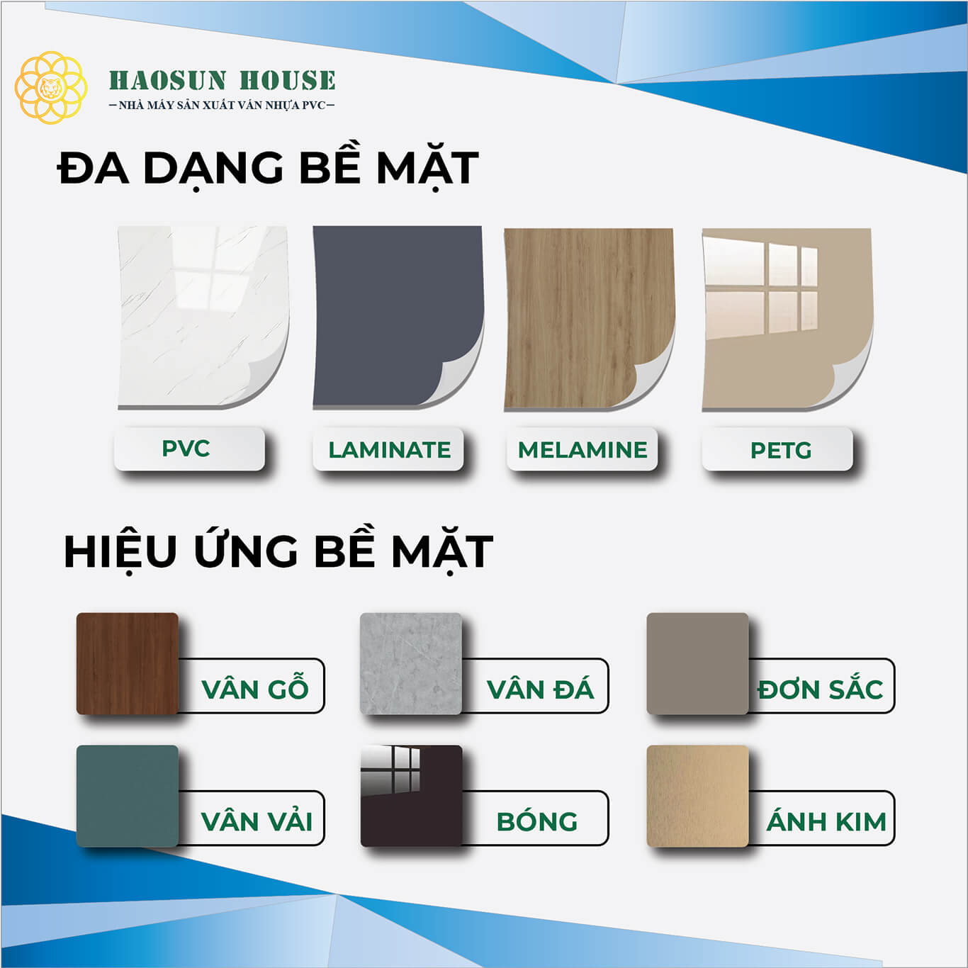 Phân loại bề mặt tấm ván nhựa pvc