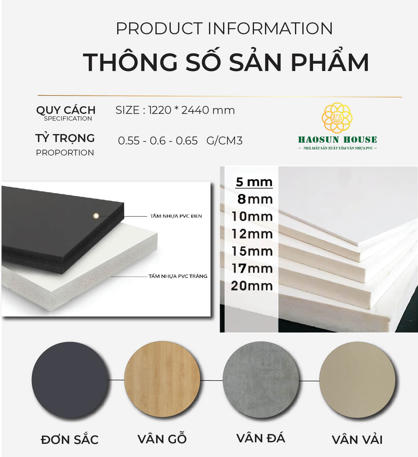sản phẩm tấm ván nhựa pvc haosun house