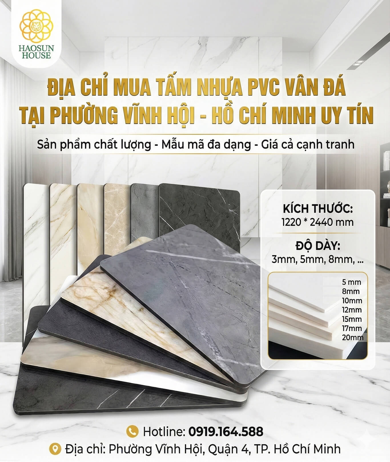 địa chỉ mua tấm nhựa pvc vân đá tại phường vĩnh hội