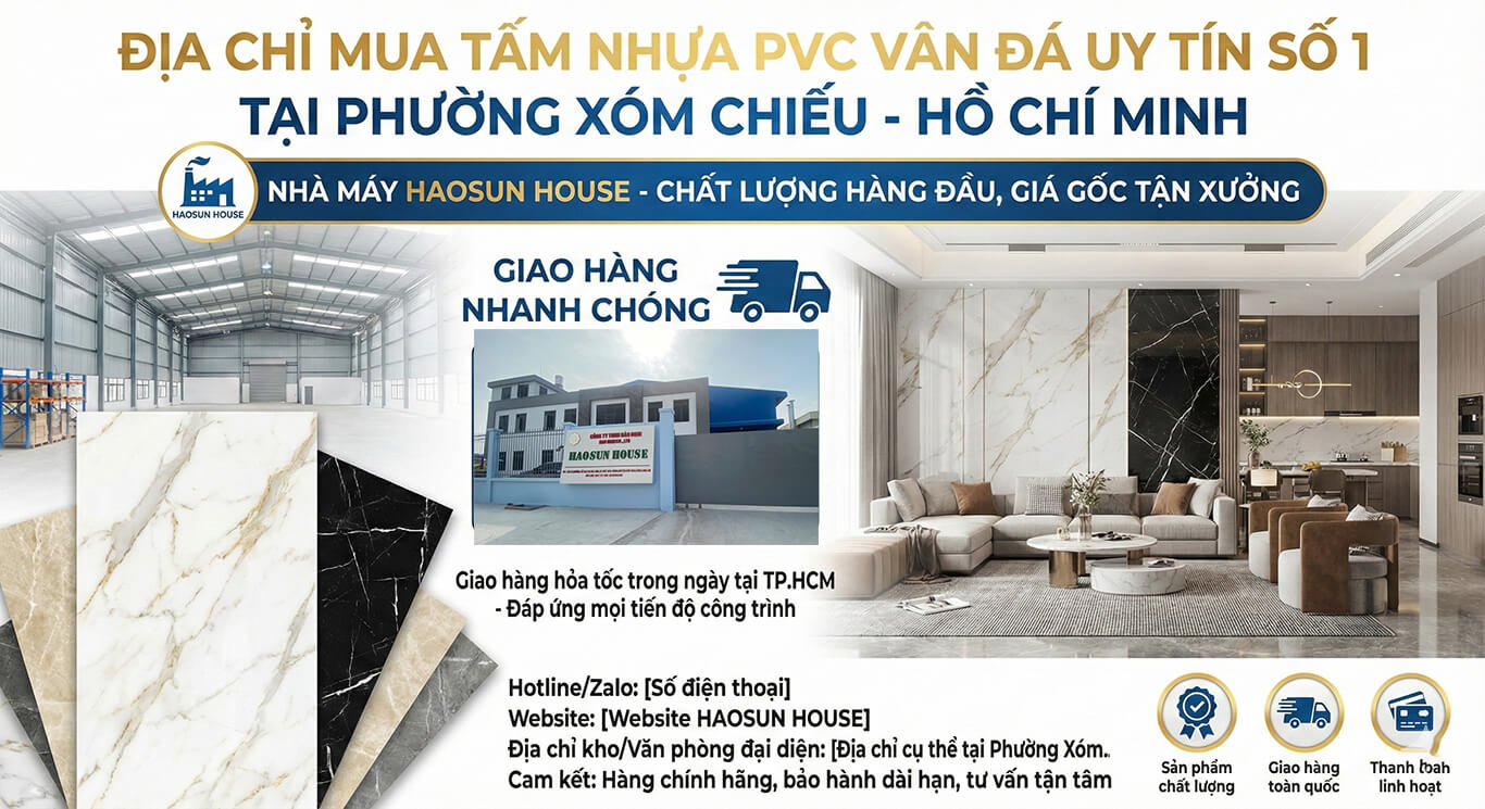 địa chỉ mua tấm nhựa pvc vân đá tại phường xóm chiều haosun house