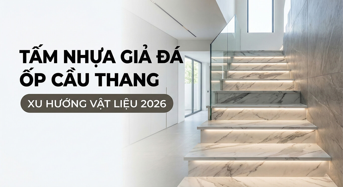 giới thiệu tấm nhựa giả đá ốp cầu thang
