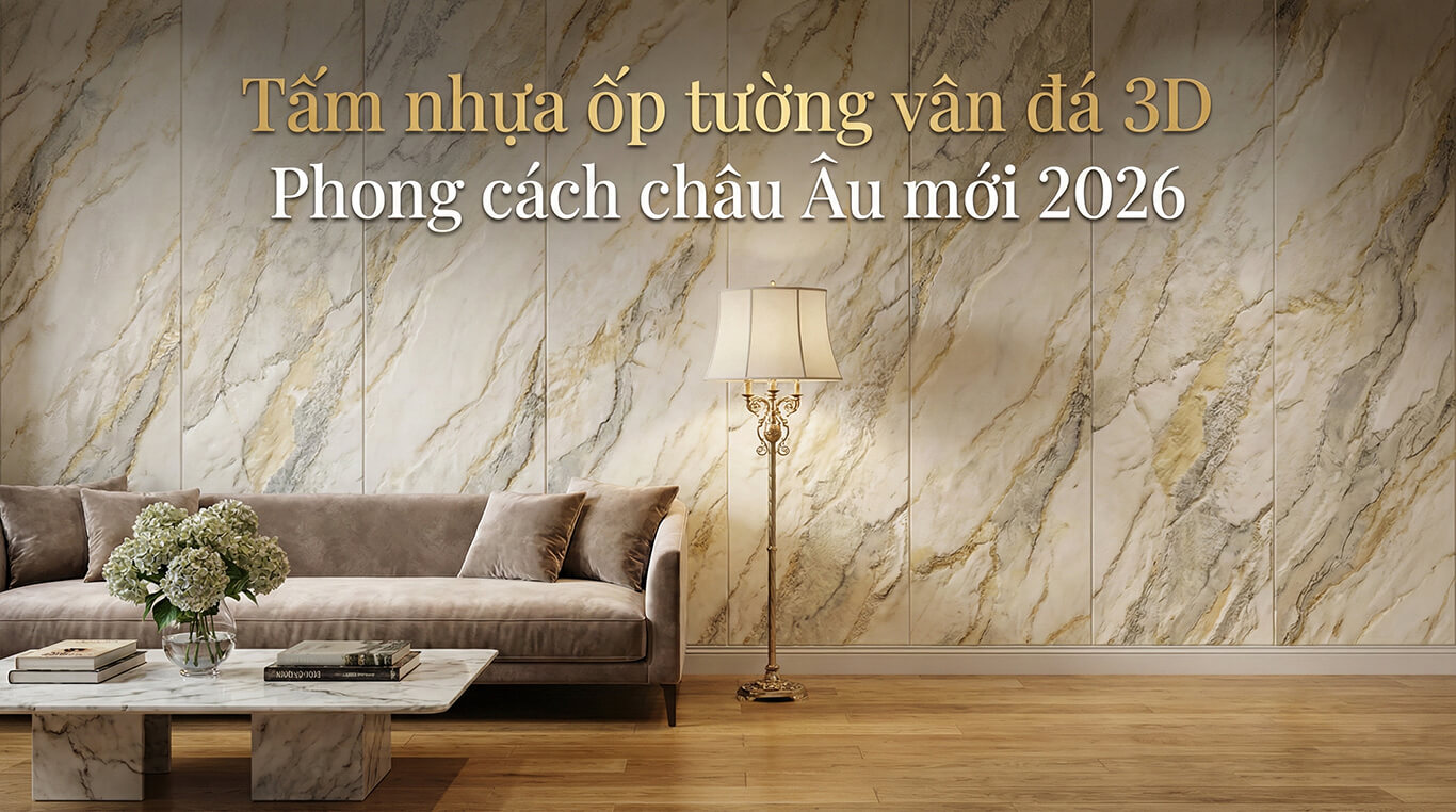 Tấm nhựa ốp tường vân đá 3D Phong cách châu Âu mới 2026