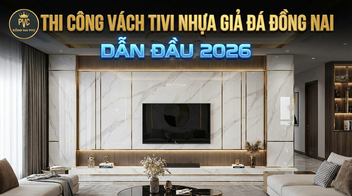 Thi công vách tivi nhựa giả đá Đồng Nai dẫn đầu 2026
