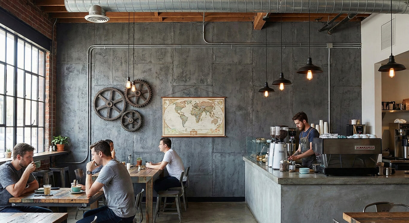 Tấm ốp tường nhựa quán cafe xu hướng 2026 dẫn đầu thiết kế