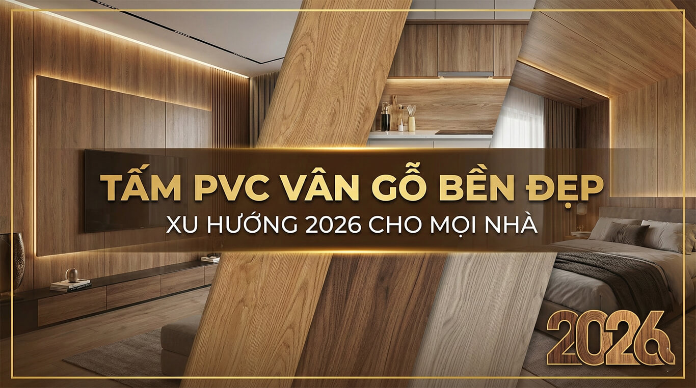 Tấm PVC vân gỗ bền đẹp xu hướng 2026 cho mọi nhà
