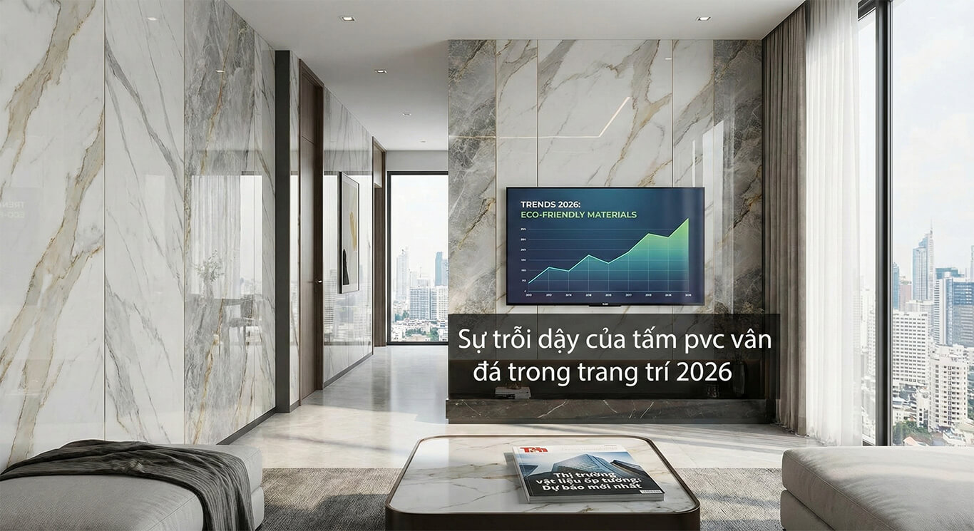 Sự trỗi dậy của tấm pvc vân đá trong trang trí 2026