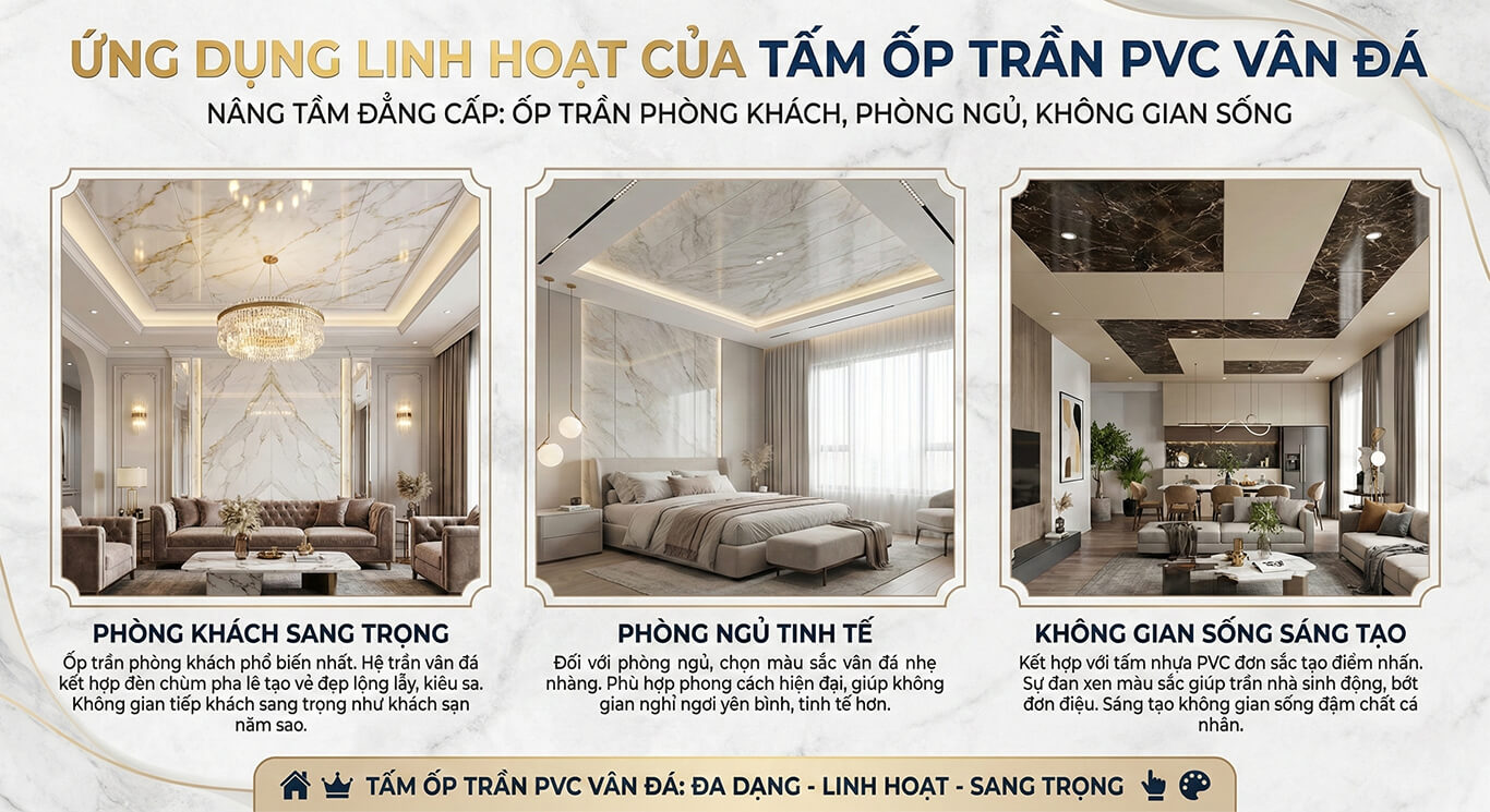 Nâng tầm đẳng cấp: Ốp trần phòng khách, phòng ngủ, không gian sống