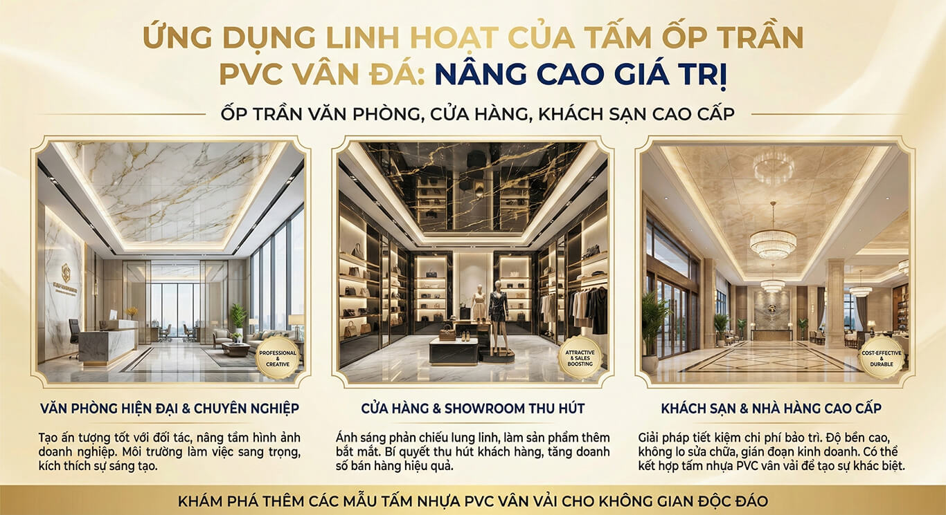Nâng cao giá trị: Ốp trần văn phòng, cửa hàng, khách sạn cao cấp