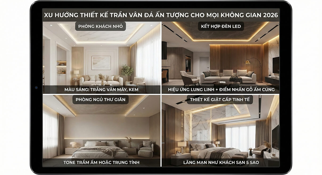 Ứng dụng tấm ốp vân đá tạo không gian chuyên nghiệp, hiện đại