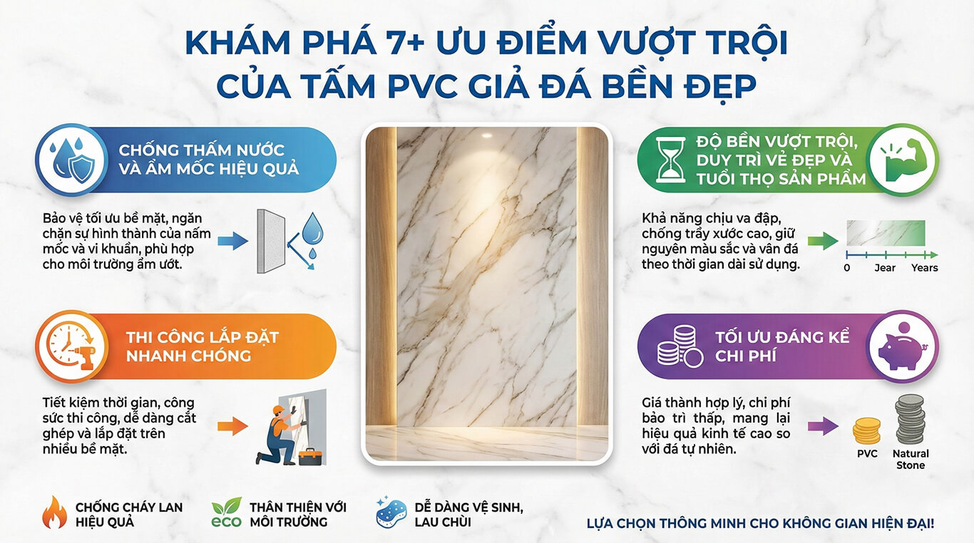 ưu điểm tấm pvc giả đá bền đẹp 