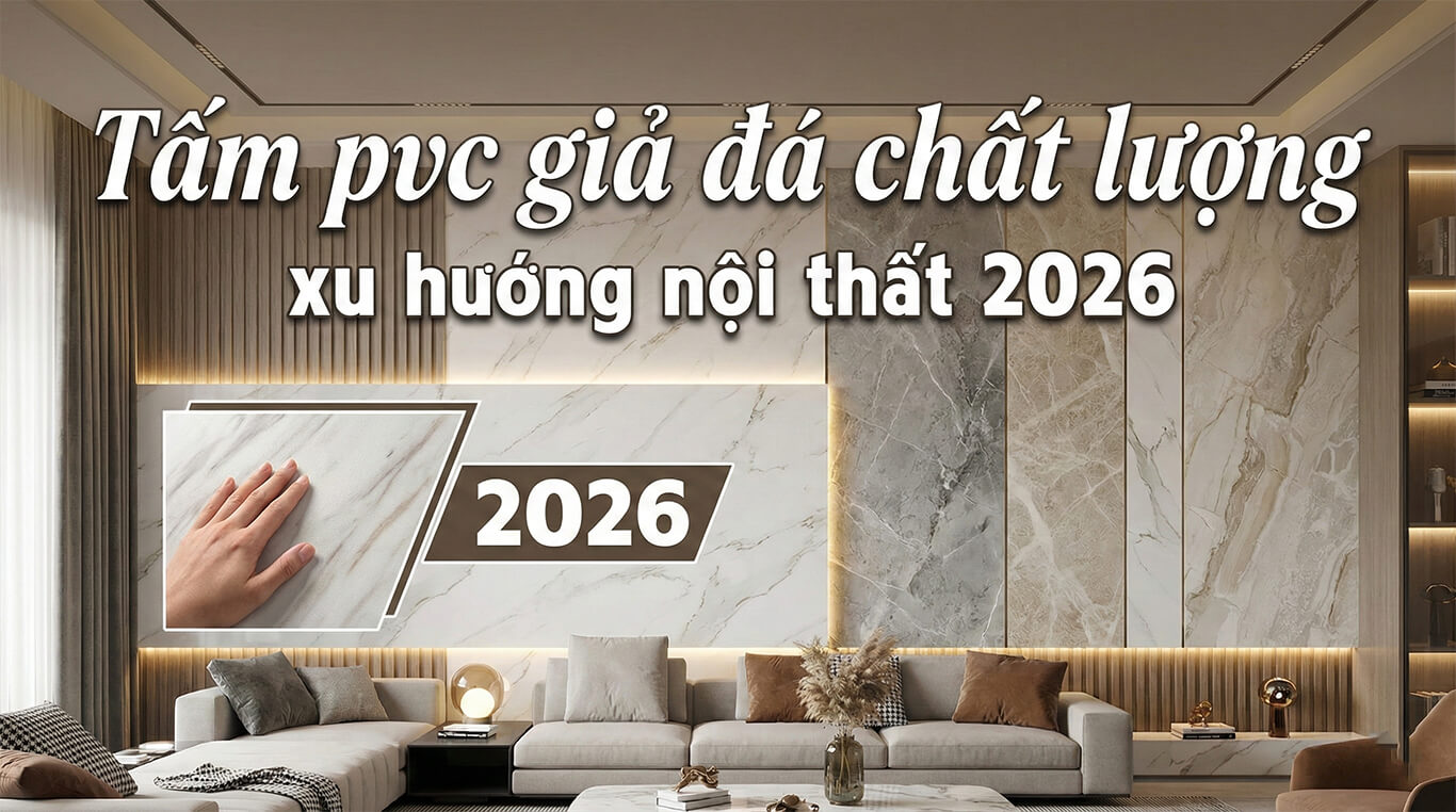 Tấm pvc giả đá chất lượng xu hướng nội thất 2026