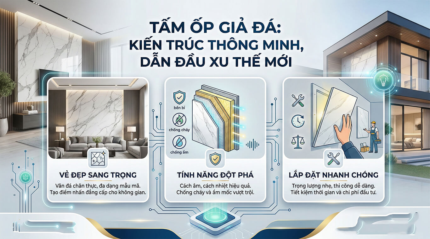Lợi ích tấm ốp giả đá