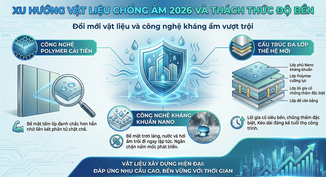 Xu hướng vật liệu chống ẩm 2026 và thách thức độ bền