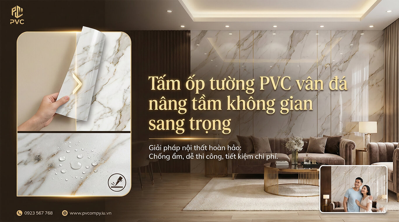 Tấm ốp tường PVC vân đá